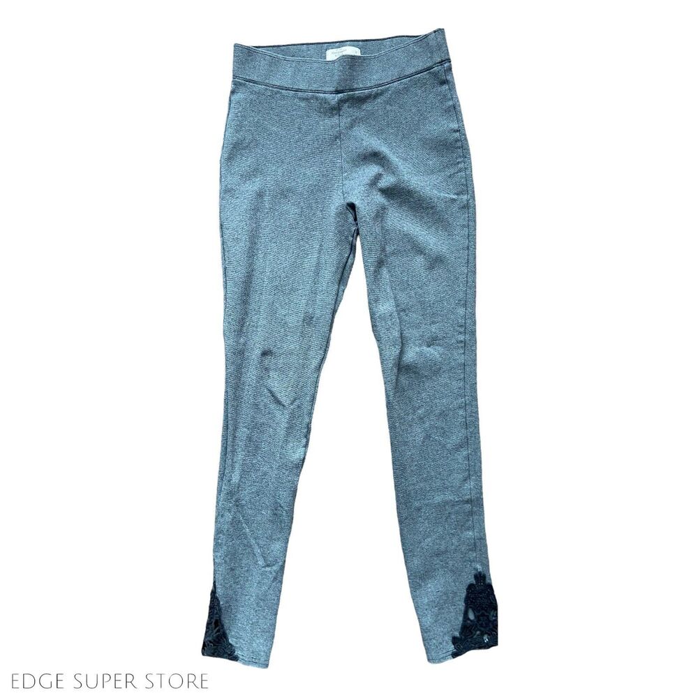 Abercrombie & Fitch Gray Lace Slim Elastic Waist Stretch Legging Pants Sz Medium